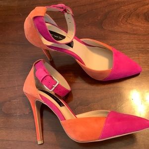 Steven by Steve Madden Pink and Orange Sued Heels Size 5.5